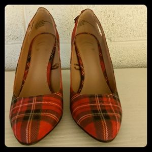 Charming Charlie Red Plaid Tassel Pumps